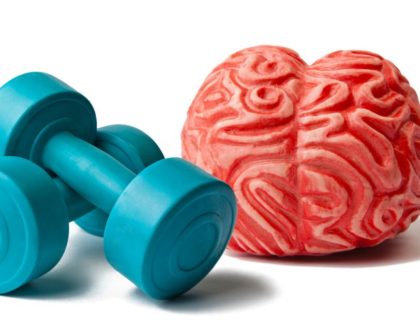 Exercise and Memory---dumbbell and mold of a brain