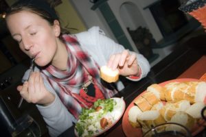 lady enjoying a salad