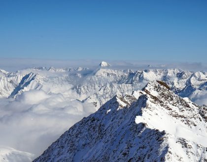 summit of a mountainous range, with snow