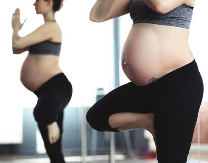 pregnant lady doing yoga